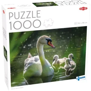 Puzzle 1000 Łabędź na jeziorze z dziećmi