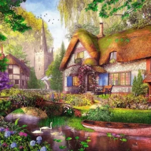 Puzzle 1000 elementów. Premium Plus Quality. Tea Time. Urocza chatka w lesie
