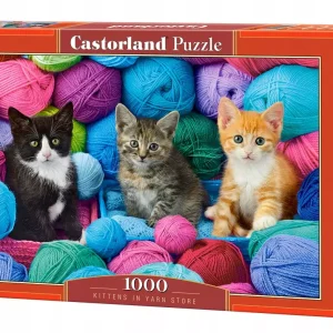 Puzzle 1000 elementów. Koty w kłębkach wełny