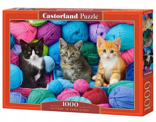 Puzzle 1000 elementów. Koty w kłębkach wełny
