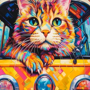 Puzzle 1000 elementów. Podróż autobusem dla kota