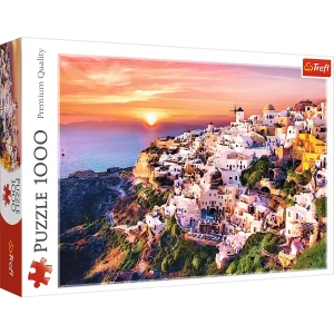 Puzzle 1000 elementów. Zachód słońca nad Santorini