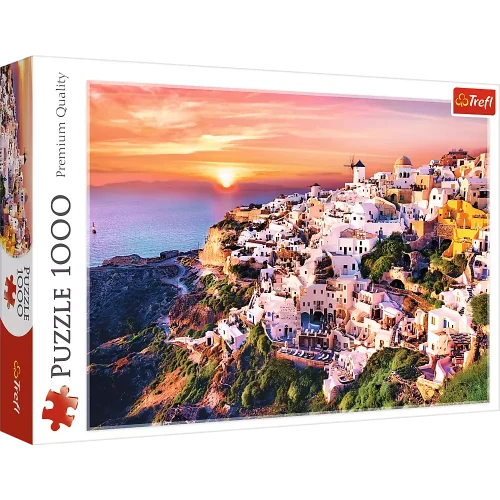 Puzzle 1000 elementów. Zachód słońca nad Santorini