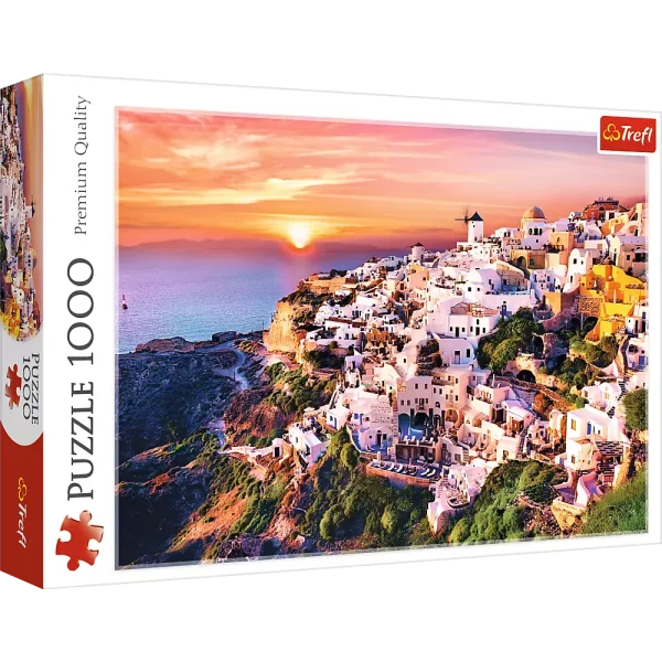 Puzzle 1000 elementów. Zachód słońca nad Santorini