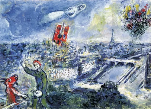 Puzzle 1000 elementów. Widok na Paryż, Marc Chagall