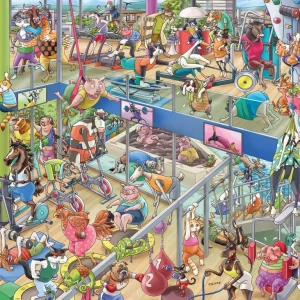 Puzzle 1000 elementów. Zwierzęta na siłowni
