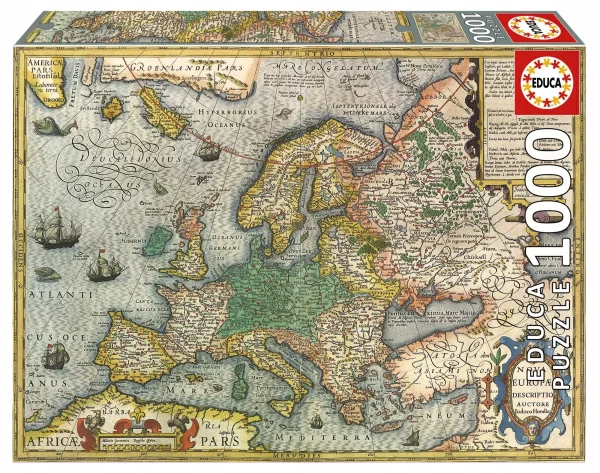 Puzzle Educa 1000 elementów Educa Puzzle 1000 el. Stara mapa Europy 8412668196247