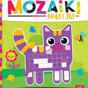 Mozaiki naklejki. Aktywizująca książeczka dla małych dzieci. Naklejam z kotkiem