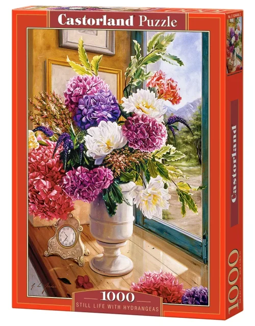 Puzzle 1000 elementów. Martwa natura z hortensjami