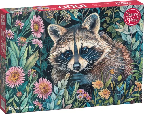 Puzzle 1000 elementów. Szop pracz w kwiatach 30851