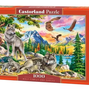 Puzzle 1000 elementów. Wilcza rodzina i orły