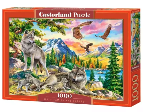 Puzzle 1000 elementów. Wilcza rodzina i orły