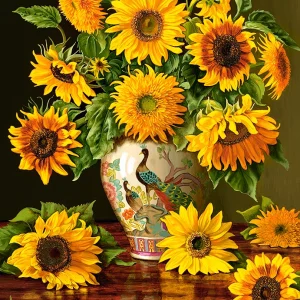 Puzzle 1000 elementów. Sunflowers in a Peacock Vase