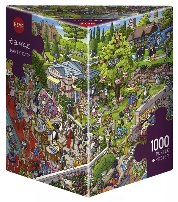 Puzzle 1000 elementów. Kocia impreza (puzzle+ plakat)