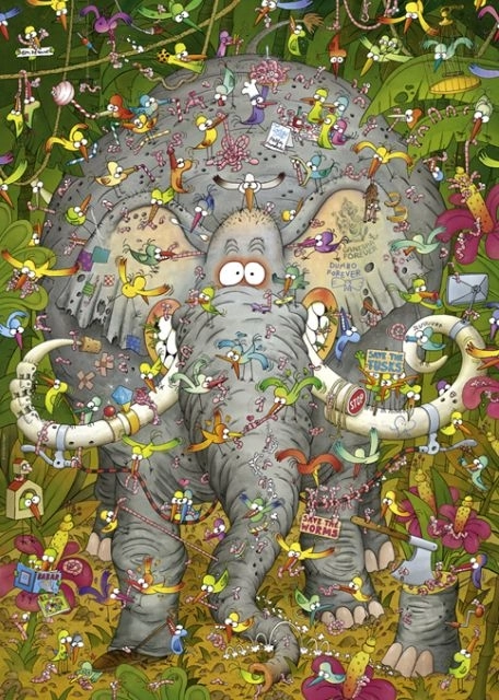 Puzzle 1000 elementów. Życie słonia, Degano Marino (puzzle + plakat)