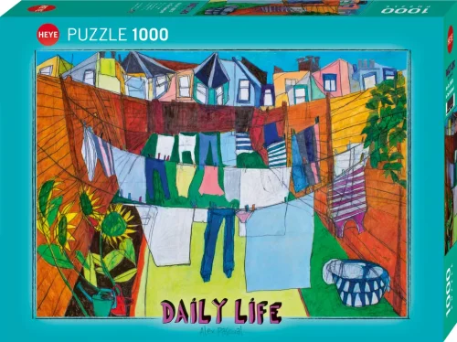 Puzzle 1000 elementów. Dzień jak codzień. Kolorowe pranie, Alex Pascual