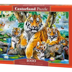 Puzzle 1000 elementów. Tygrysy przy strumieniu