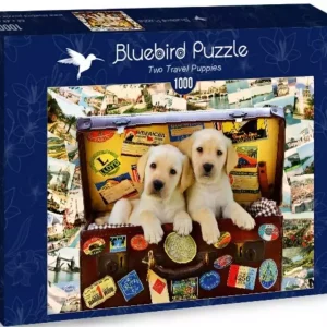 Puzzle 1000 elementów. Dwa podróżujące szczeniaki