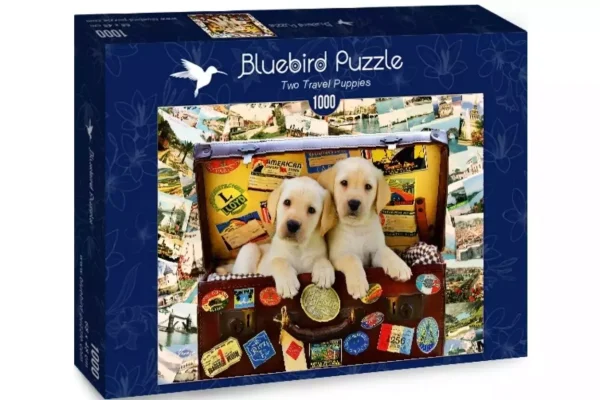 Puzzle 1000 elementów. Dwa podróżujące szczeniaki