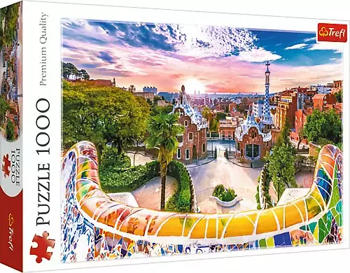 Puzzle 1000 elementów. Zachód słońca nad Barceloną, Hiszpania