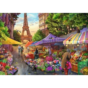 Puzzle 1000 elementów. Premium Plus Quality. Tea Time. Targ kwiatowy, Paryż
