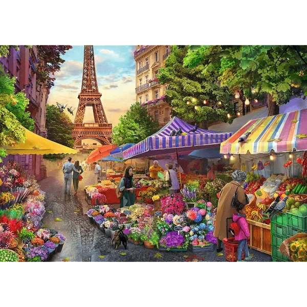 Puzzle 1000 elementów. Premium Plus Quality. Tea Time. Targ kwiatowy, Paryż
