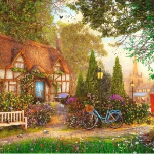 Puzzle 1000 elementów. Premium Plus Quality. Tea Time. Domek pod strzechą