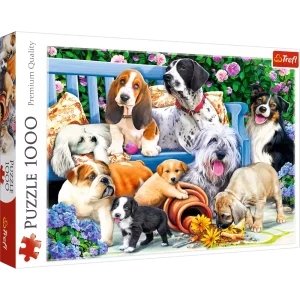 Puzzle 1000 elementów. Psy w ogrodzie