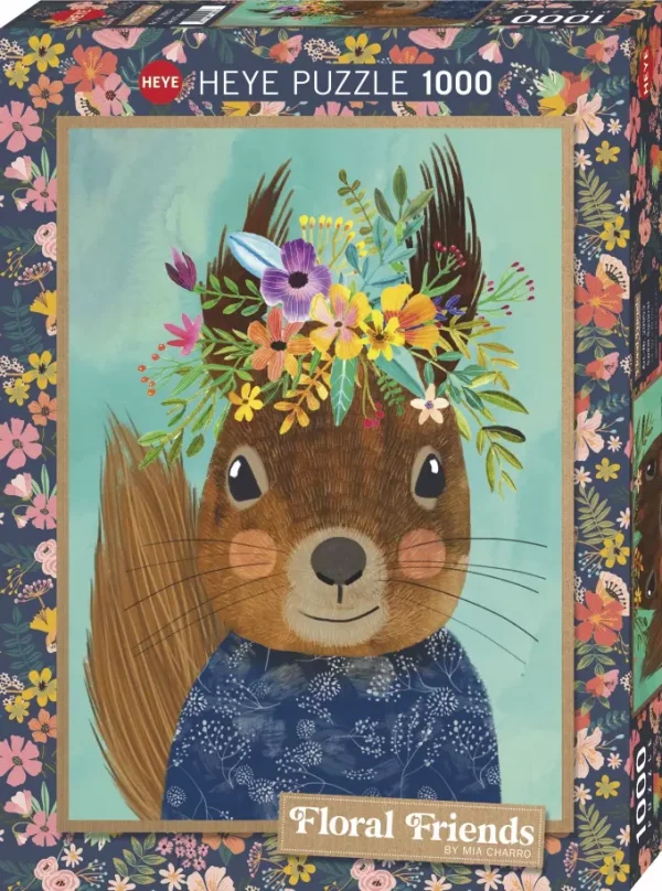 Puzzle 1000 elementów. Floral Friends. Wiewiórka, Mia Charro