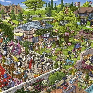 Puzzle 1000 elementów. Kocia impreza (puzzle+ plakat)