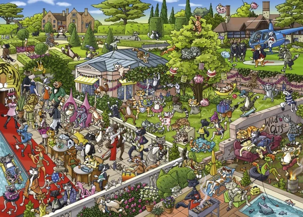 Puzzle 1000 elementów. Kocia impreza (puzzle+ plakat)
