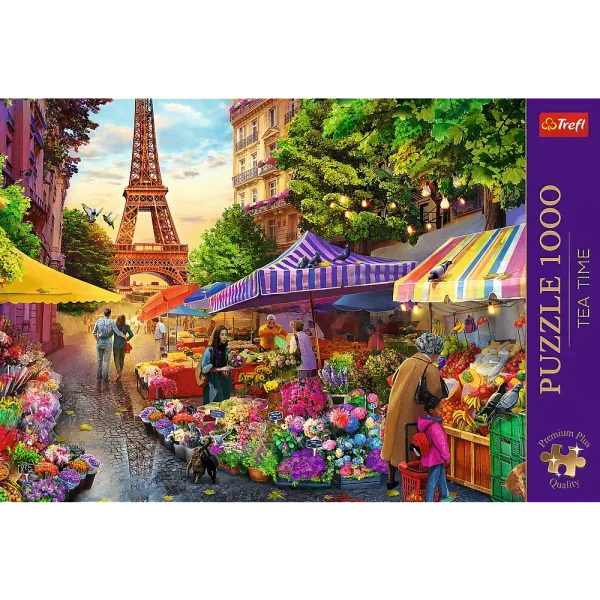 Puzzle 1000 elementów. Premium Plus Quality. Tea Time. Targ kwiatowy, Paryż