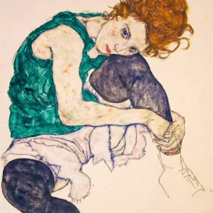 Puzzle 1000 elementów. Siedząca kobieta z wyciągniętymi nogami,Egon Schiele, 1907