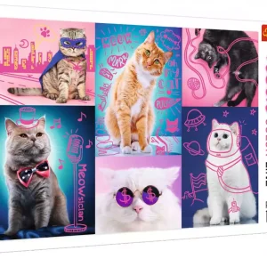 Puzzle 1000 elementów. Super cats, neonowe