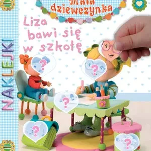 Liza bawi się w szkołę. Naklejki. Mała dziewczynka